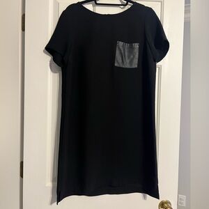 J Crew Black Dress with Faux Leather Pocket